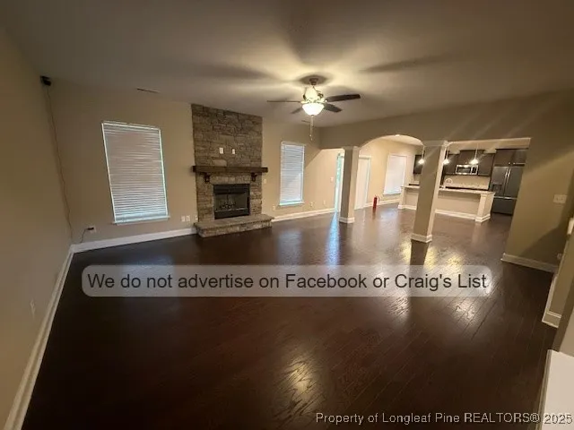a view of a livingroom with a fireplace