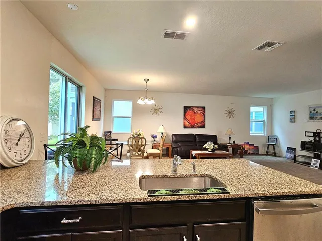 a kitchen with counter top space
