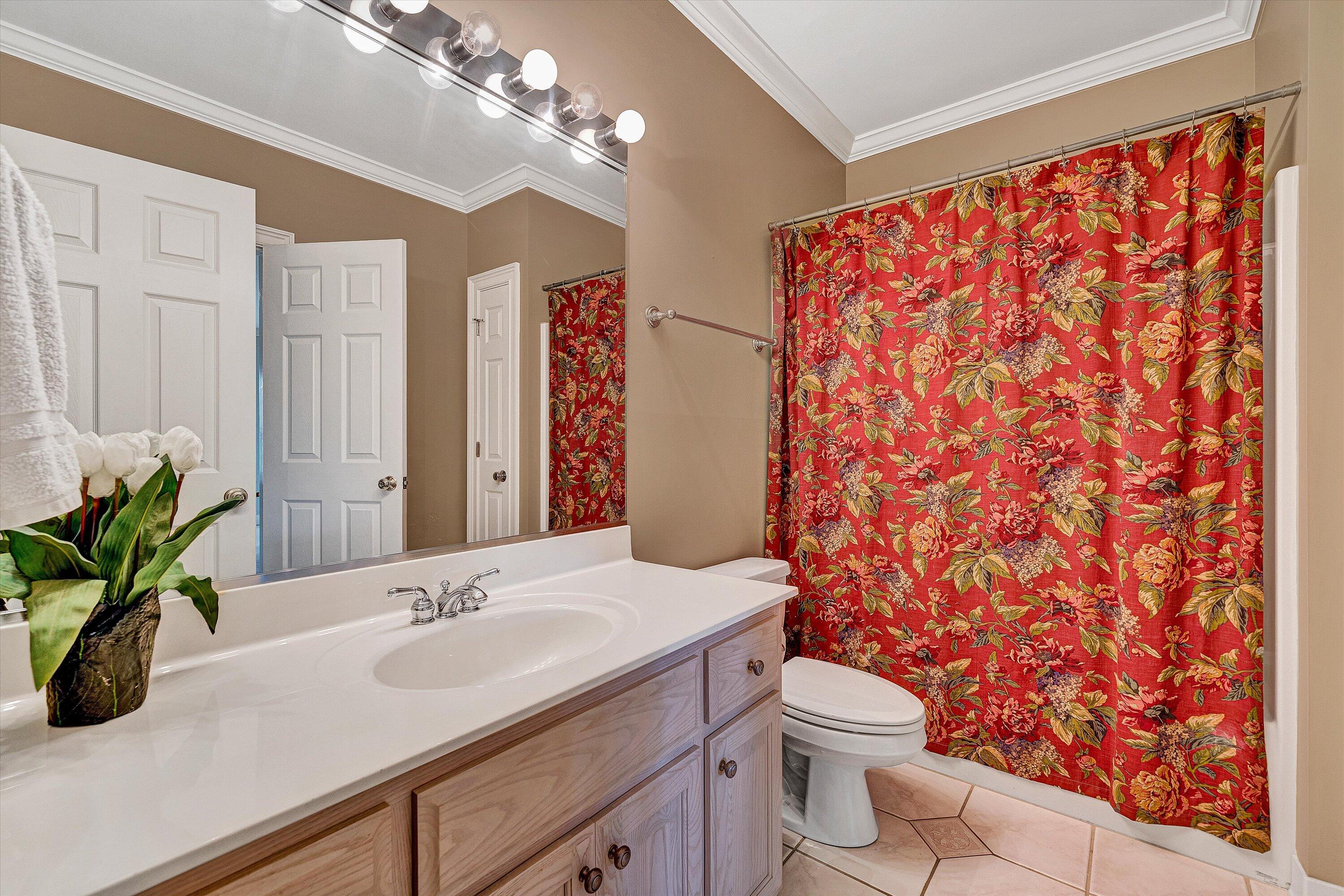824 Pendleton Drive Salem, VA 24153 - Photo 61 of 78 a bathroom with a granite countertop sink a toilet and a mirror