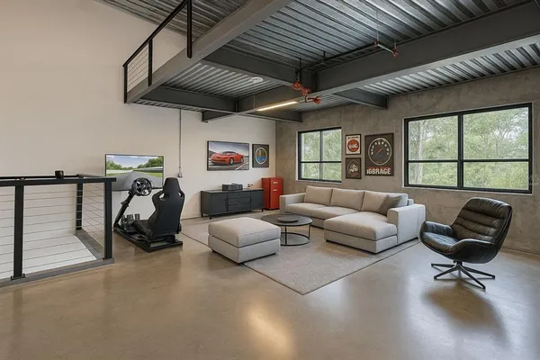 a living room with furniture