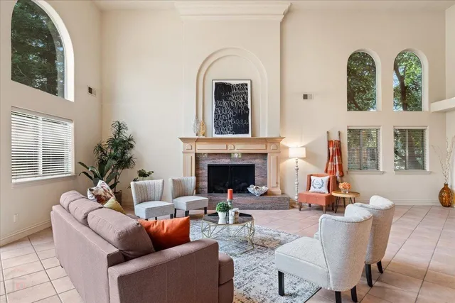 a living room with furniture