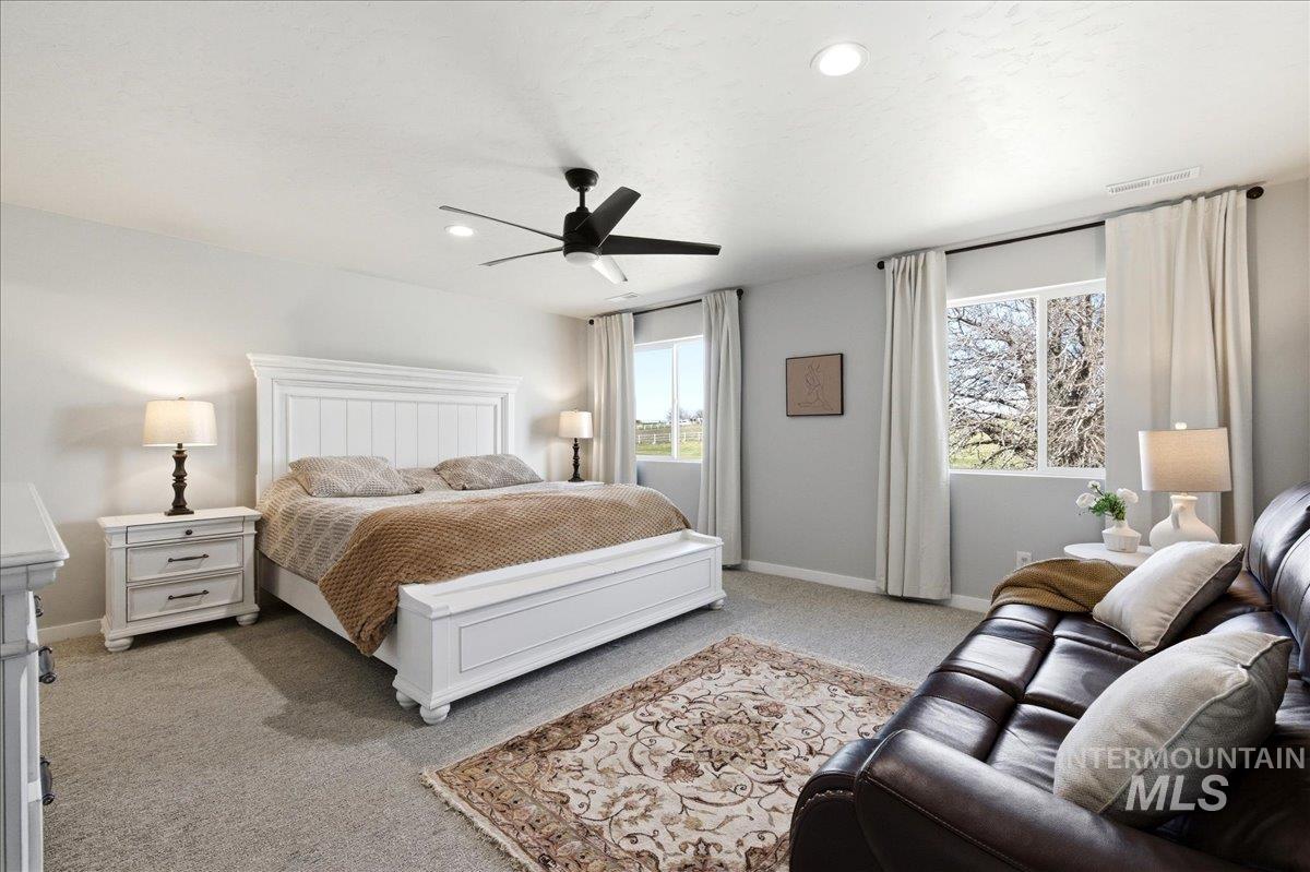5392 South Memory Way Meridian, ID 83642 - Photo 20 of 39 Bedroom with light carpet, a ceiling fan, and recessed lighting