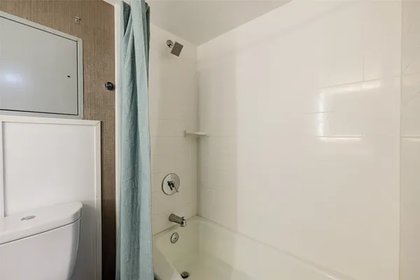 a bathroom with a bathtub
