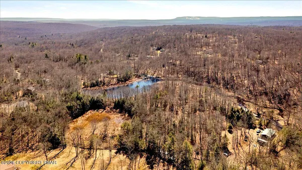 a view of a lake with trees in the background