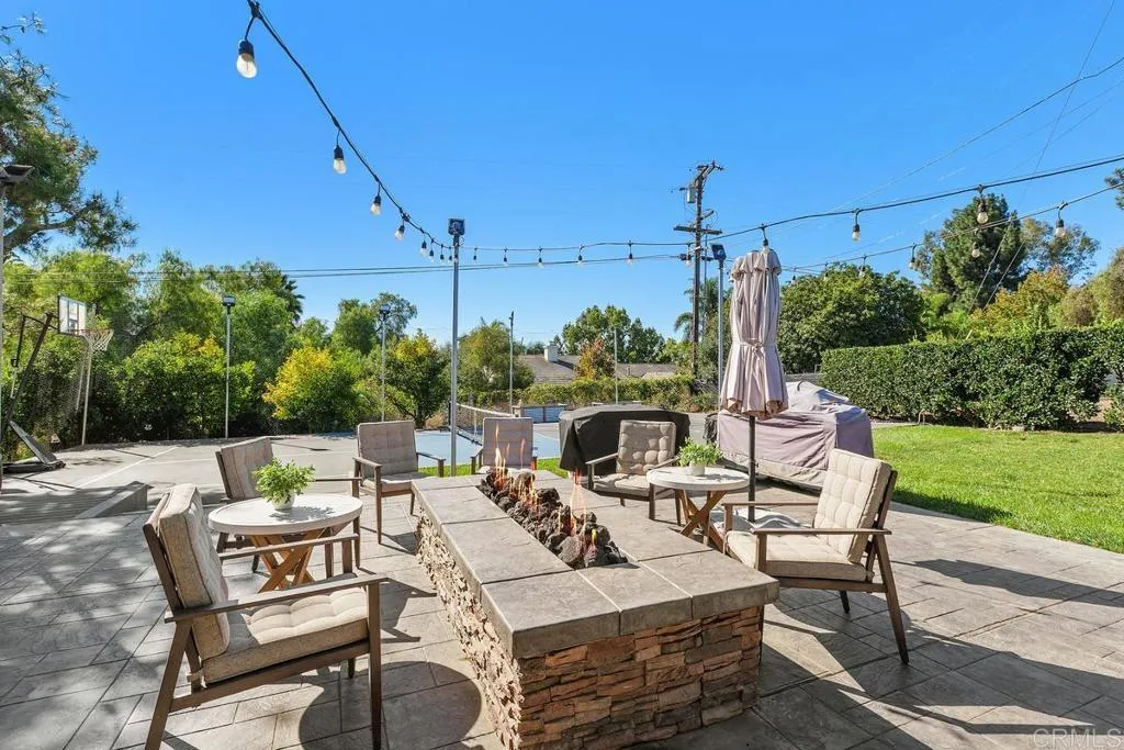 2625 Havencrest Drive Fallbrook, CA 92028 - Photo 21 of 35 a view of a patio with table and chairs potted plants with palm trees