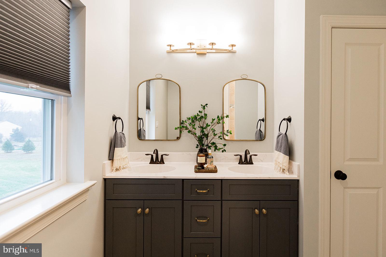 Greenwood Drive #f Greenwood Drive, Unit F Oxford, PA 19363 - Photo 46 of 110 a bathroom with a double vanity sink and mirror