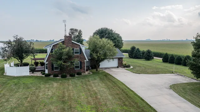 a view of a garden with a slide