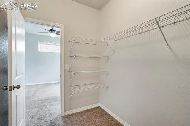 a view of an empty walk in closet