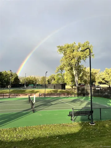 a view of a golf course with a lake