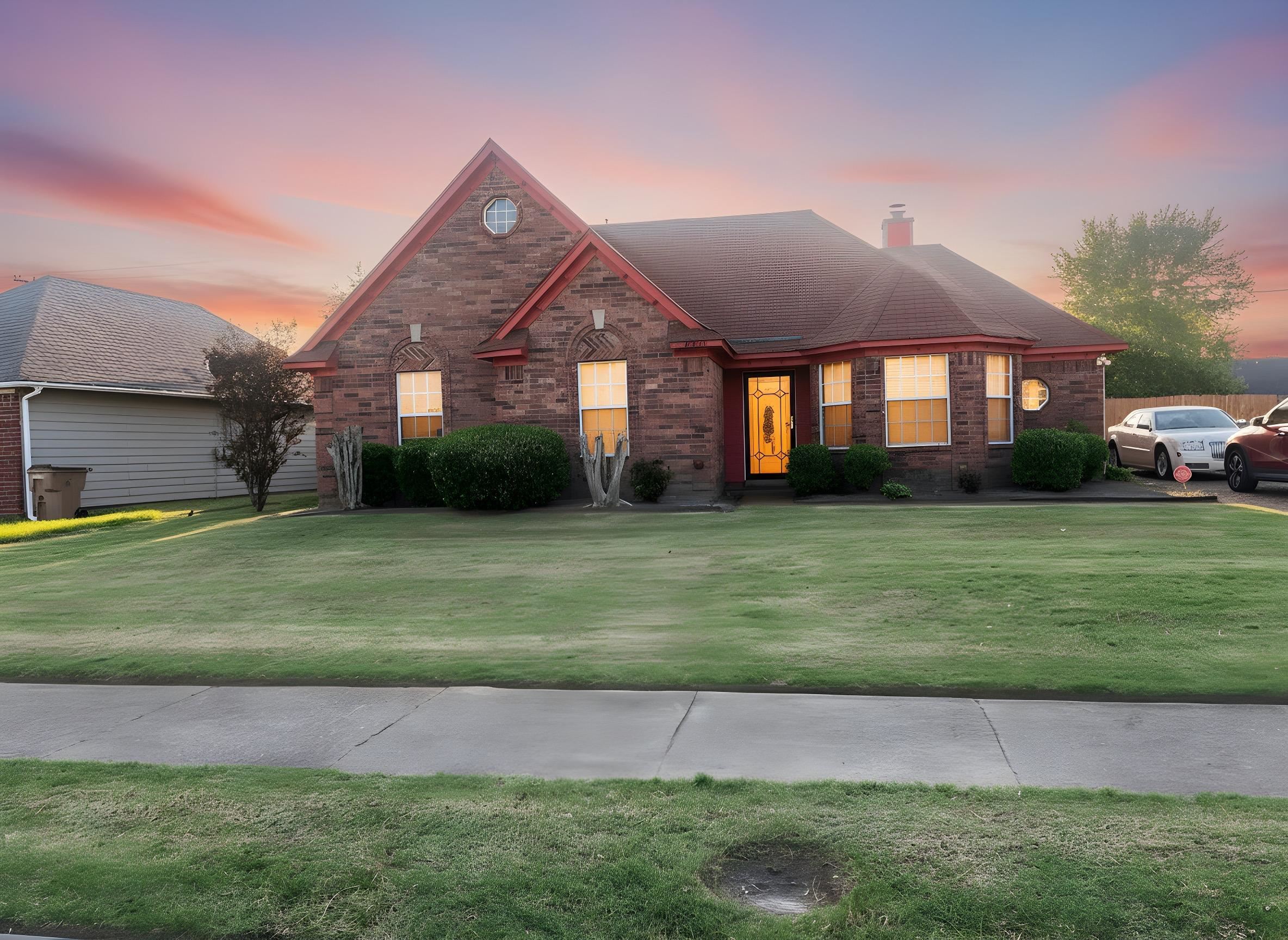 4005 Long Creek Road Memphis, TN 38125 - Photo 4 of 37 View of front facade featuring a chimney, brick siding, and a yard