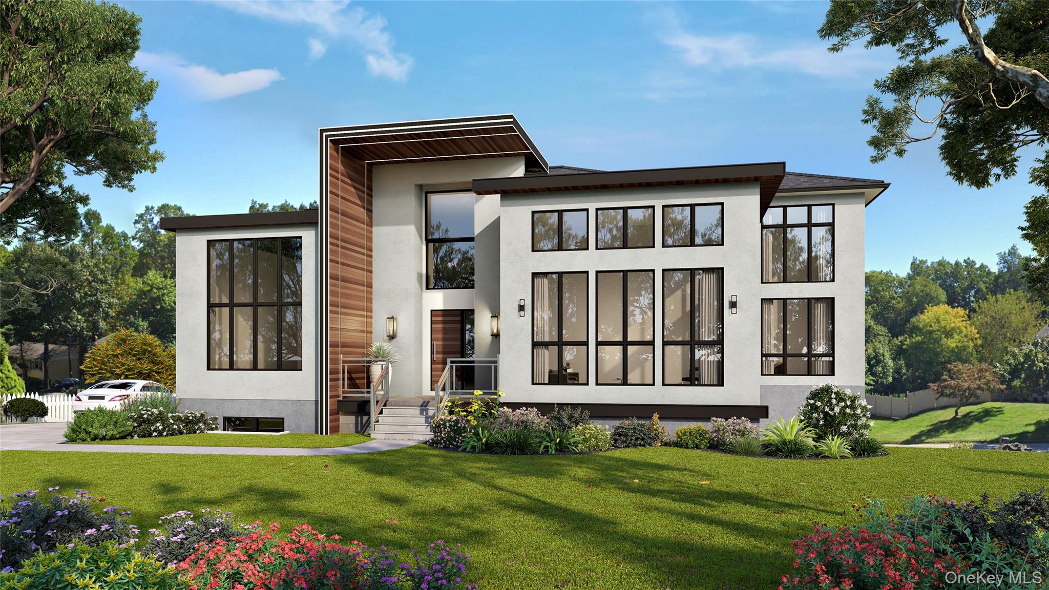 front view of a house with a yard