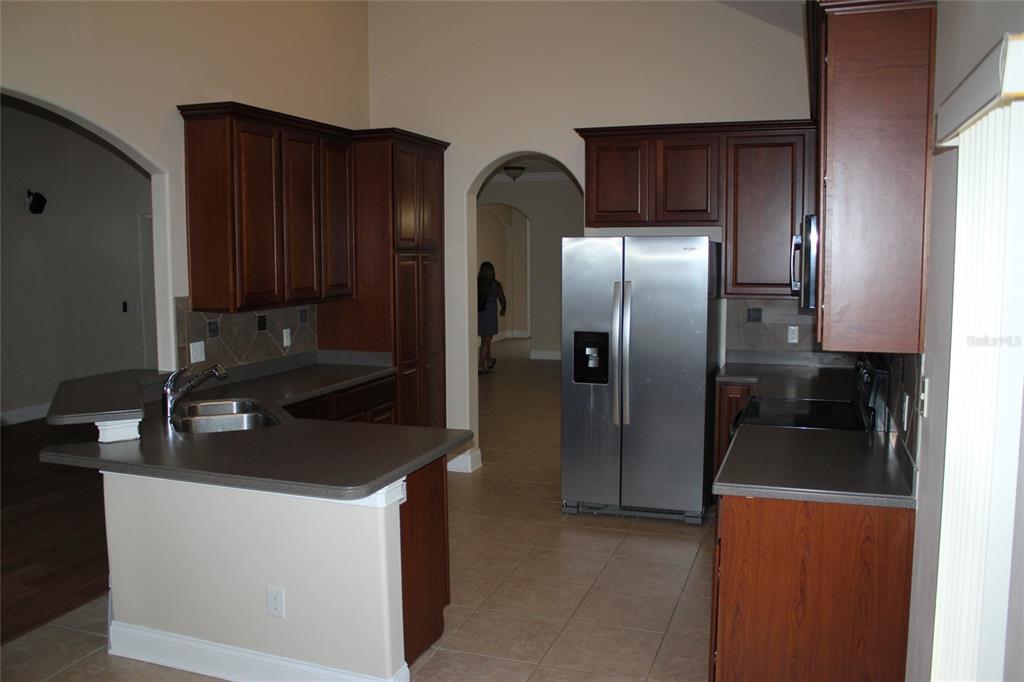 6833 Dolce Way Orlando, FL 32819 - Photo 14 of 28 a kitchen with a refrigerator and a sink