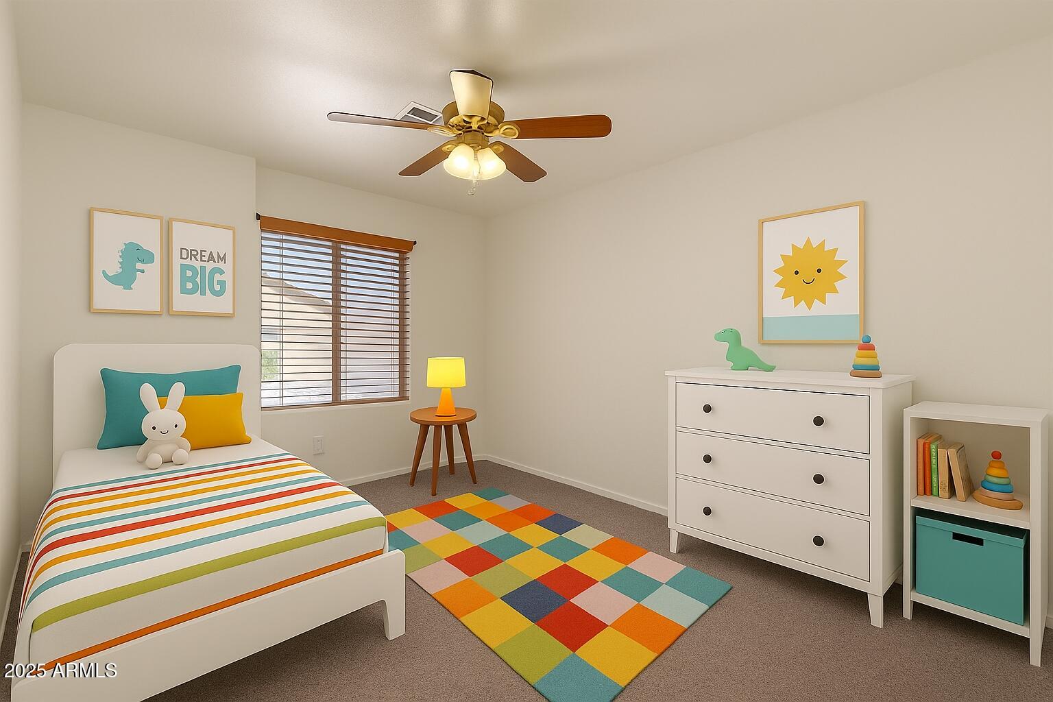 9163 West St John Road Peoria, AZ 85382 - Photo 25 of 38 a bedroom with a bed and a chandelier