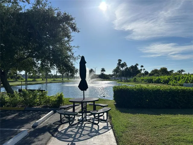 a view of a lake from a yard