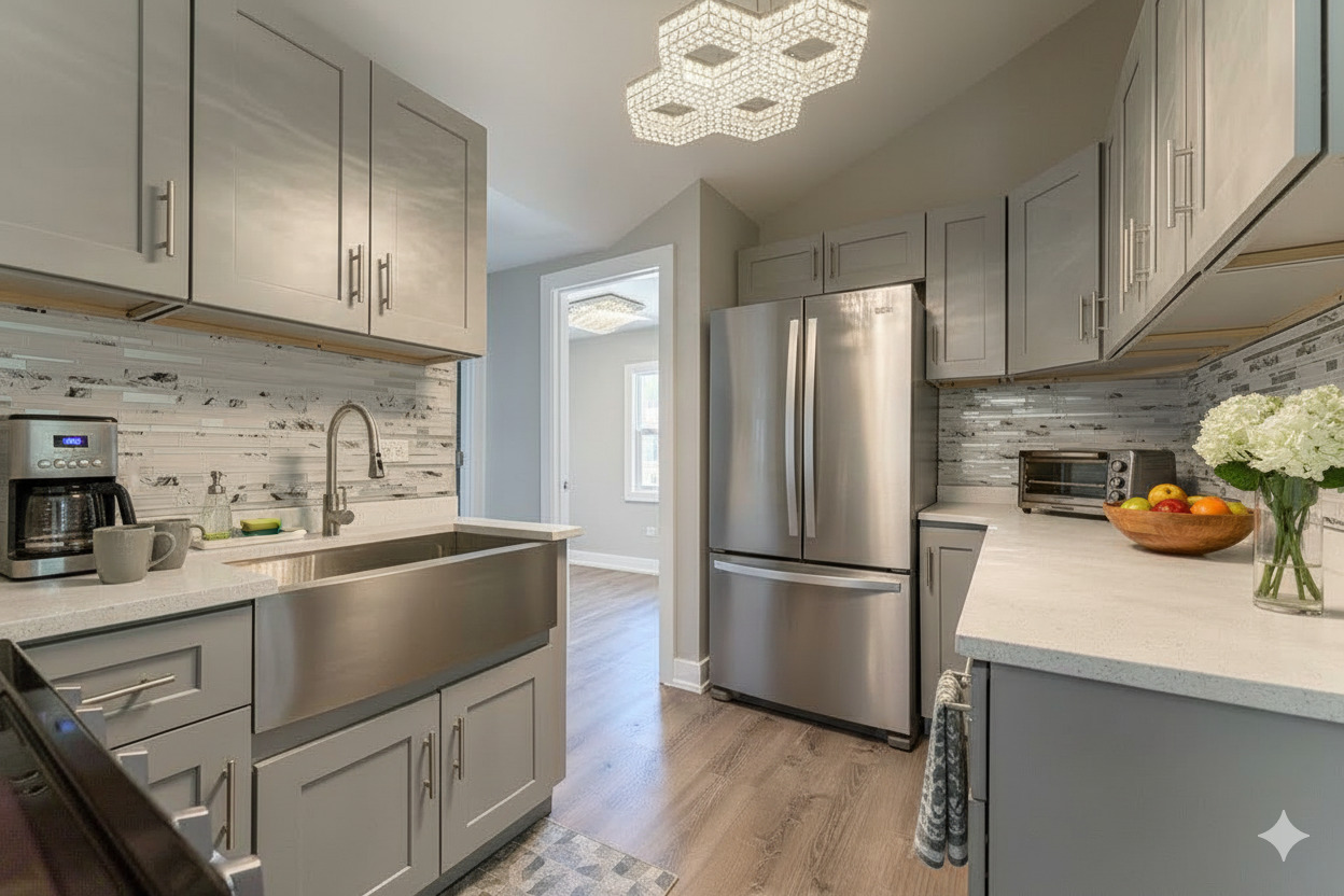 2330 121st Street Blue Island, IL 60406 - Photo 5 of 33 a kitchen with stainless steel appliances a sink a stove and a refrigerator