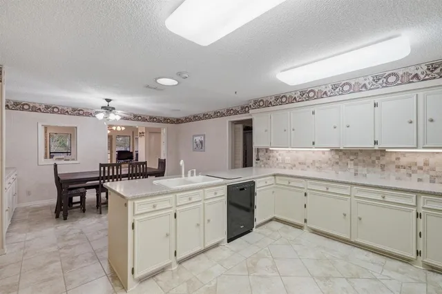a kitchen with a sink and cabinets