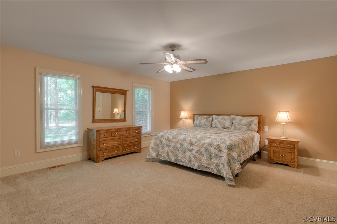 9211 Cattail Road Chesterfield, VA 23838 - Photo 18 of 37 a spacious bedroom with a bed and a chandelier