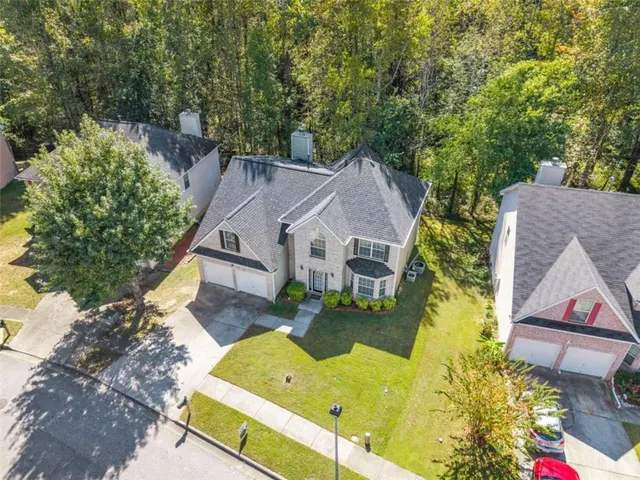 an aerial view of a house