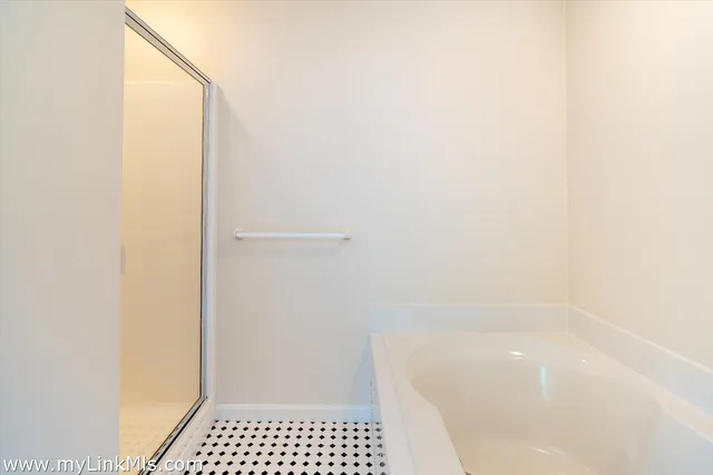 a bathroom with a bathtub