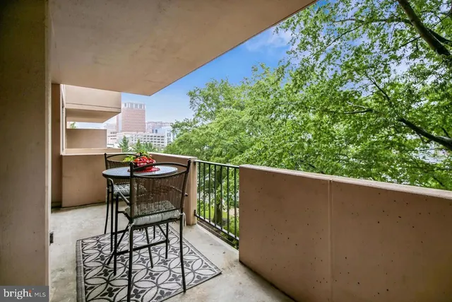 a outdoor view with a seating space