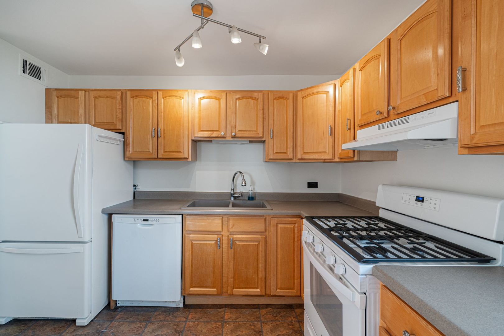 2605 South Indiana Avenue, Unit 2107 Chicago, IL 60616 - Photo 13 of 24 a kitchen with a sink a stove and cabinets