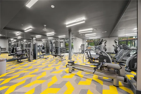 a view of a room with gym equipment