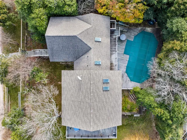 an aerial view of a house