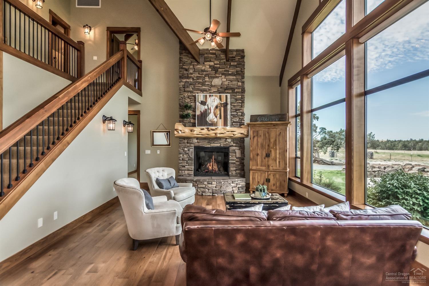 16794 Southwest Cronin Road Powell Butte, OR 97753 - Photo 6 of 25 Great room with beautiful floor to ceili