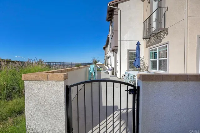 a view of a balcony with an outdoor space