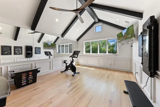 a view of a livingroom with a flat screen tv