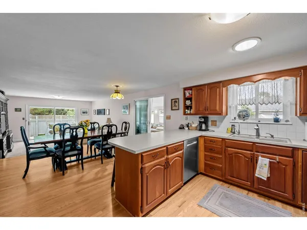 a kitchen with lots of counter top space