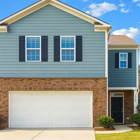 a view of a house with white door
