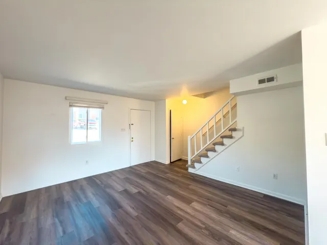 an empty room with windows