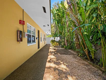 a view of a pathway of a building