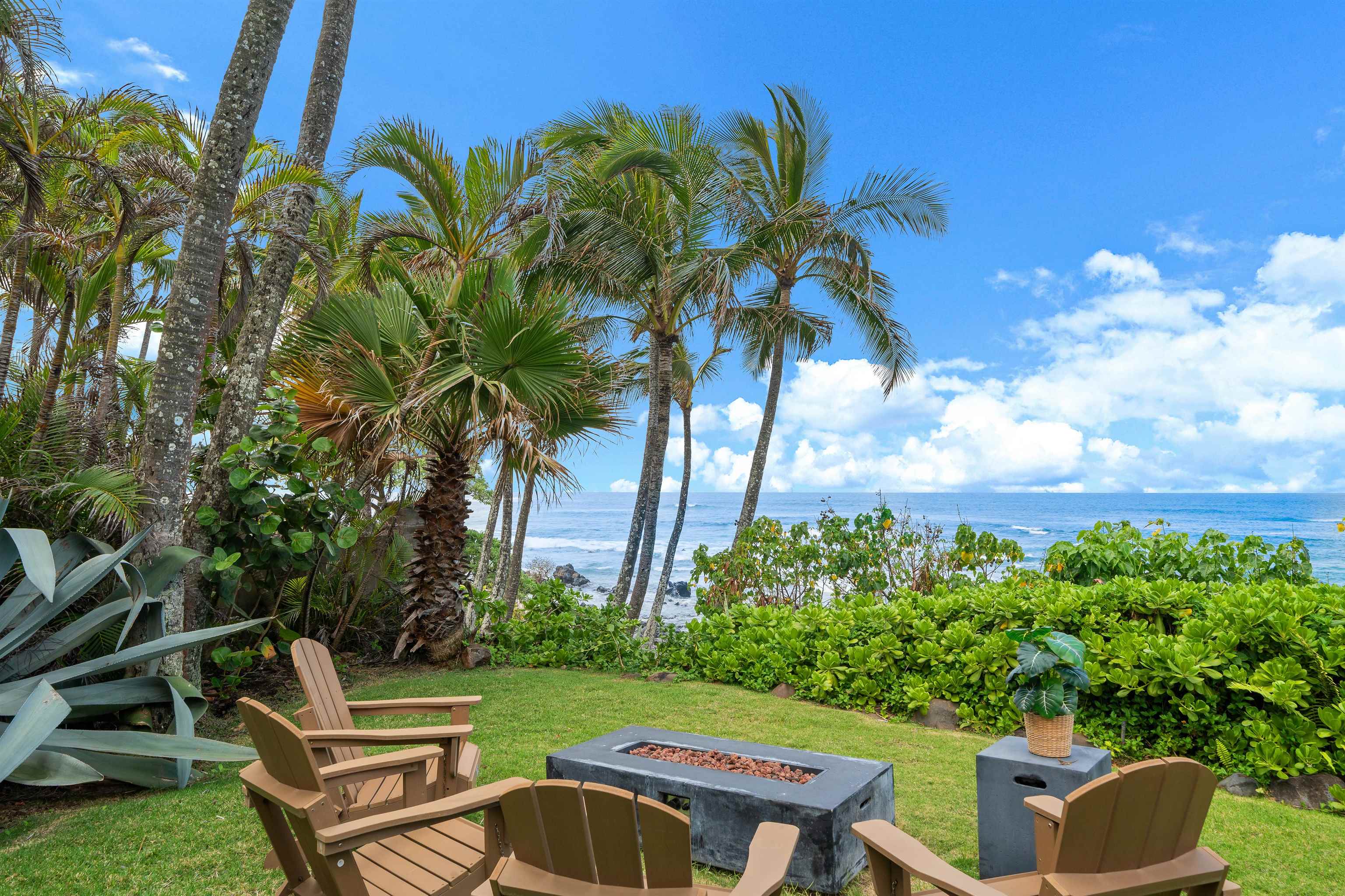 111 Aleiki Place Paia, HI 96779 - Photo 32 of 50 a view of a backyard with couches plants and large trees