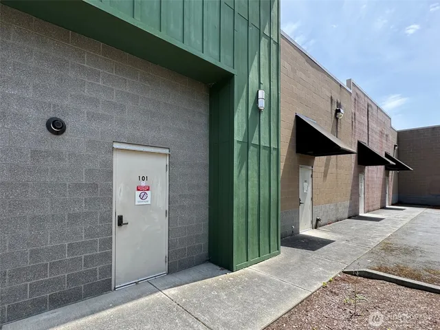 an aerial view of a house with a garden