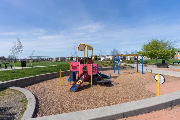 a view of a park with slide