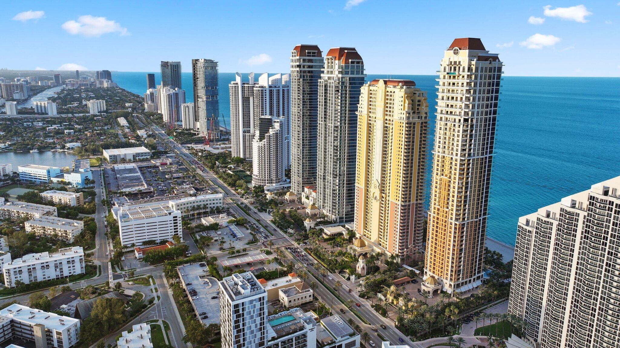 17749 Collins Avenue, Unit TS 3901/3902 Sunny Isles Beach, FL 33160 - Photo 68 of 127 a front view of a city with tall buildings