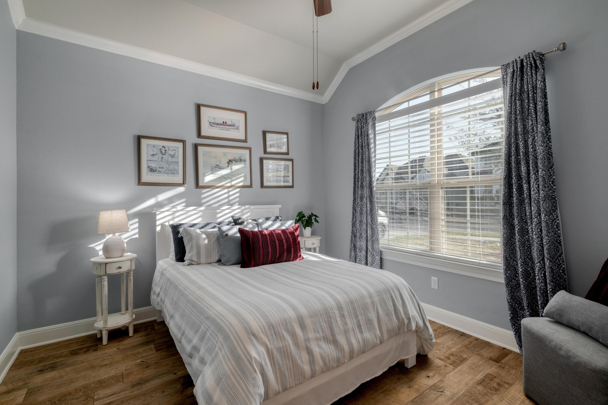 3204 Venezia View Leander, TX 78641 - Photo 11 of 28 Office with lofted ceiling featuring large window, French Doors and ceiling fan staged as Guest Bedroom