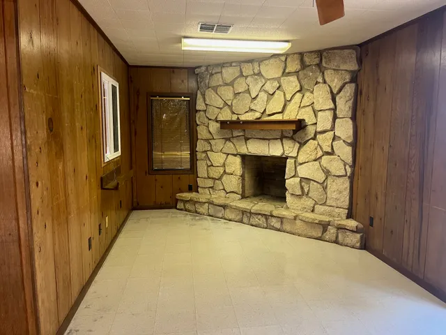 a view of a fireplace