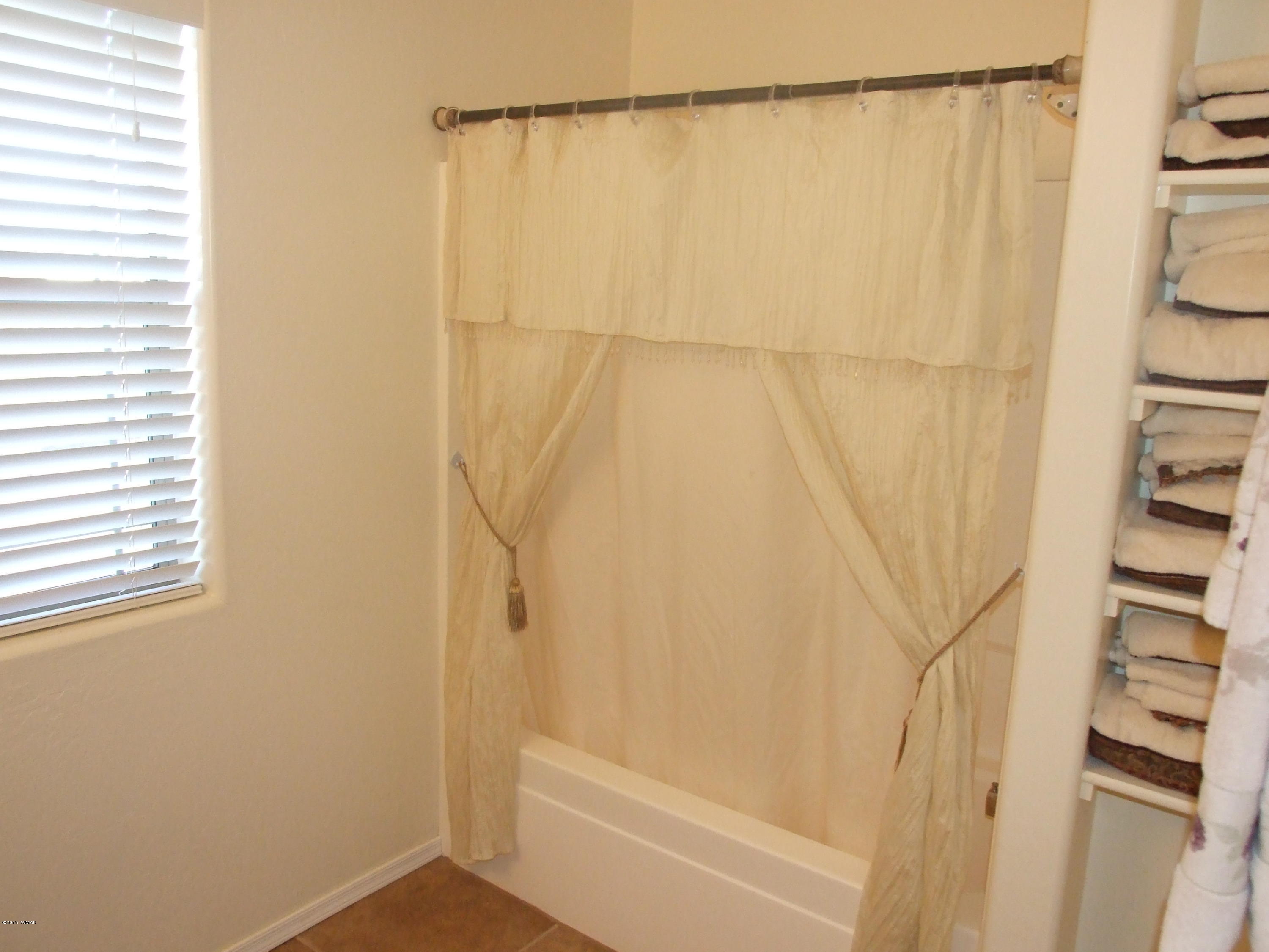 2887 South Bourdon Ranch Road Taylor, AZ 85939 - Photo 18 of 24 a bathroom with a shower curtain and a window