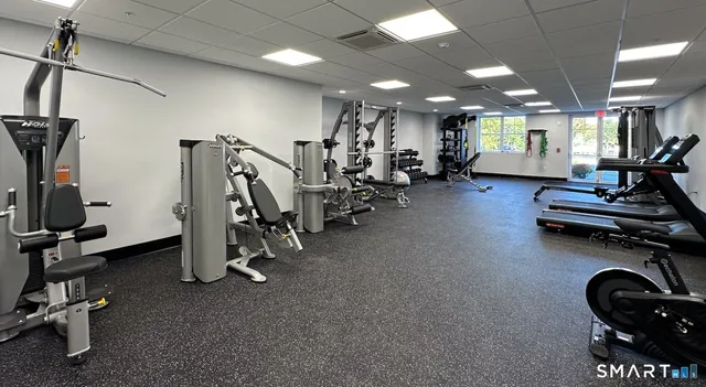 a view of a room with gym equipment