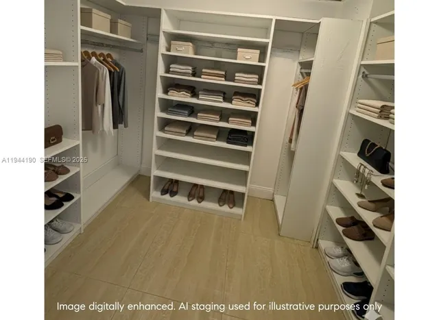 a view of walk in closet with empty racks