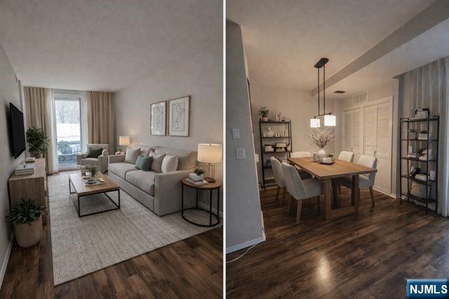 458 River Road Nutley, NJ 07110 - Photo 14 of 15 a living room with furniture a flat screen tv and a dining table