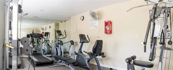 a view of a room with gym equipment