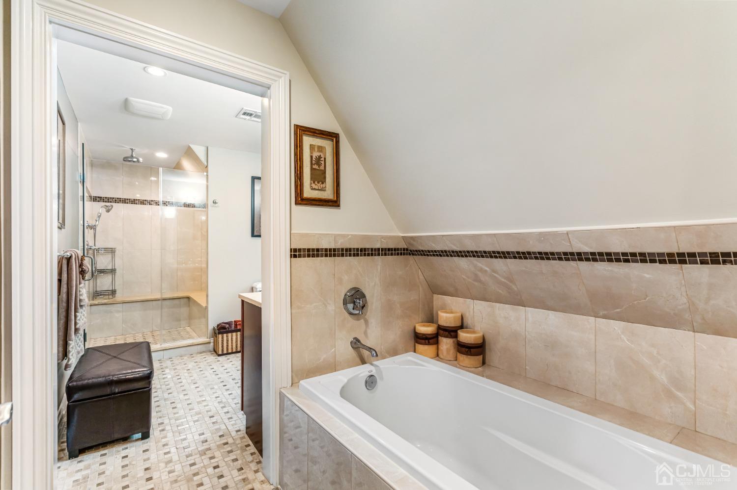 193 Mt Horeb Road Warren, NJ 07059 - Photo 51 of 63 a bathroom with a tub a sink and a shower