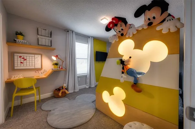 a room with painted walls