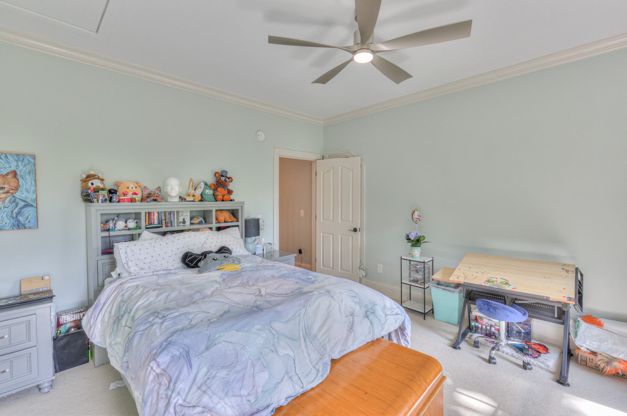 4288 Central Valley Road Murfreesboro, TN 37129 - Photo 51 of 77 a bedroom with a bed a table and a chandelier