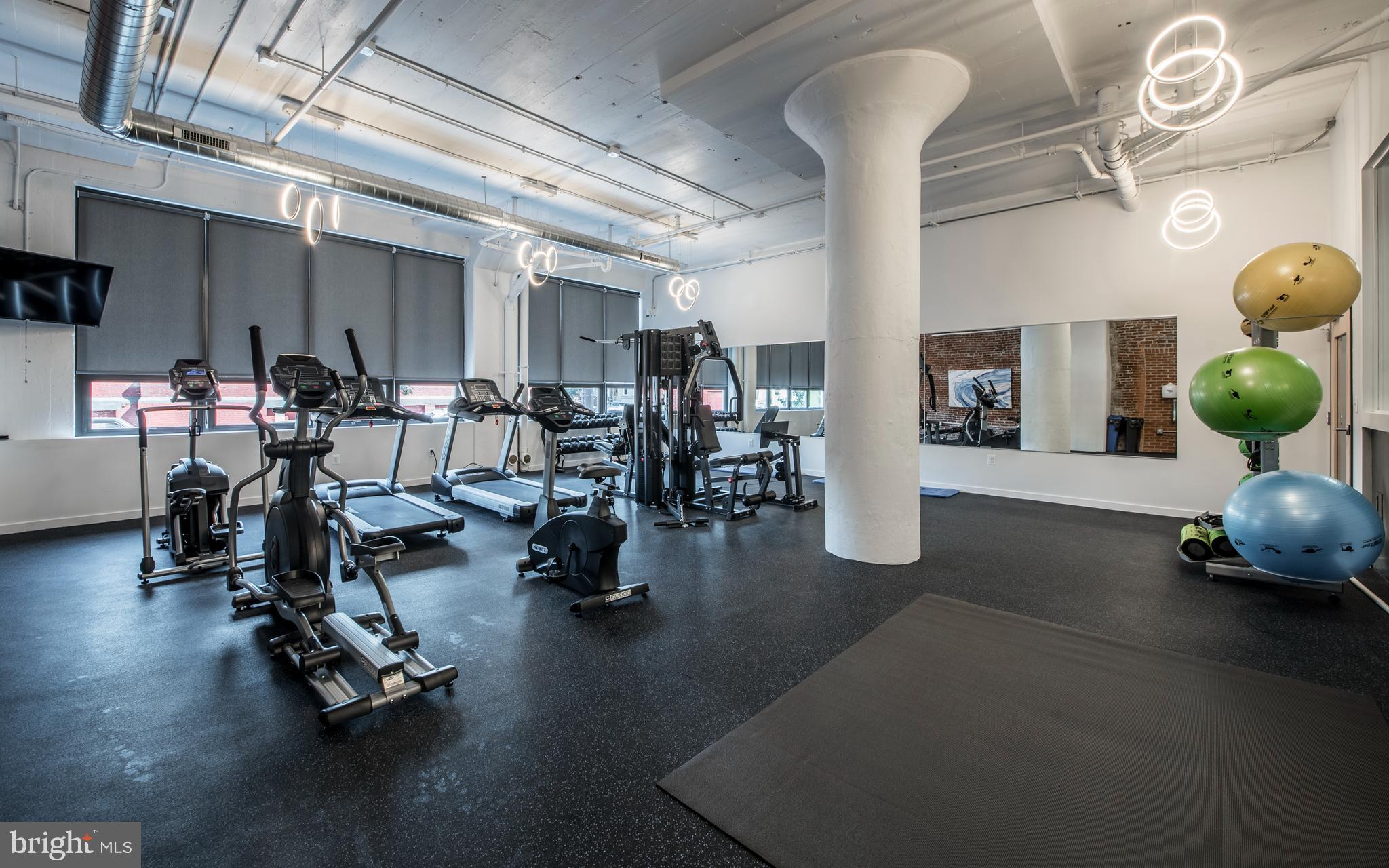 1201 Jackson Street, Unit 5310 Philadelphia, PA 19148 - Photo 21 of 42 a room with gym equipment and a view of living room
