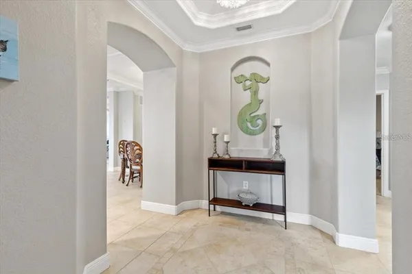 a view of an entryway with seating area